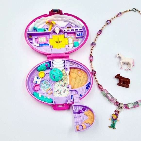 1995 Polly Pocket Palomino Pony Play Set with Doll Pendant Beaded Necklace - Picture 4 of 7